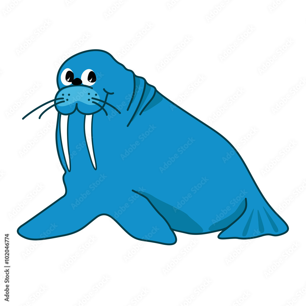 illustration of walrus blue on white background illustration of walrus blue on white background