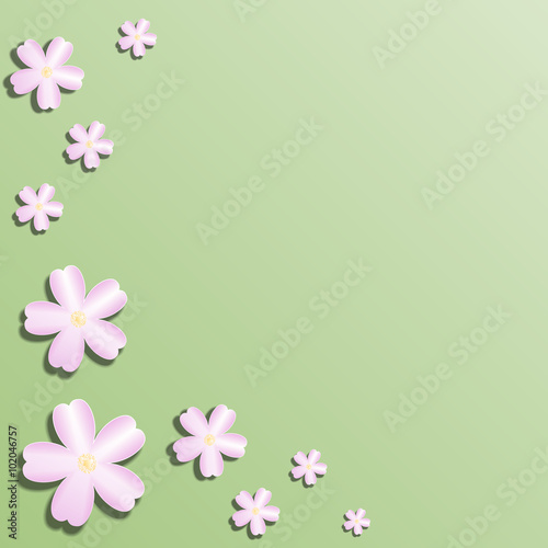 Beautiful abstract floral trendy background with pink 3d flower sakura. Stylish modern background. Greeting or invitation card for wedding, birthday and life events. Vector illustration eps 10