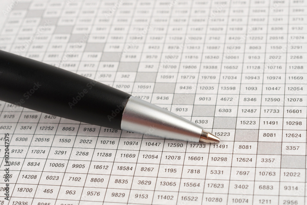 Black ballpoint pen is a cell digital table Black ballpoint pen is a cell digital table