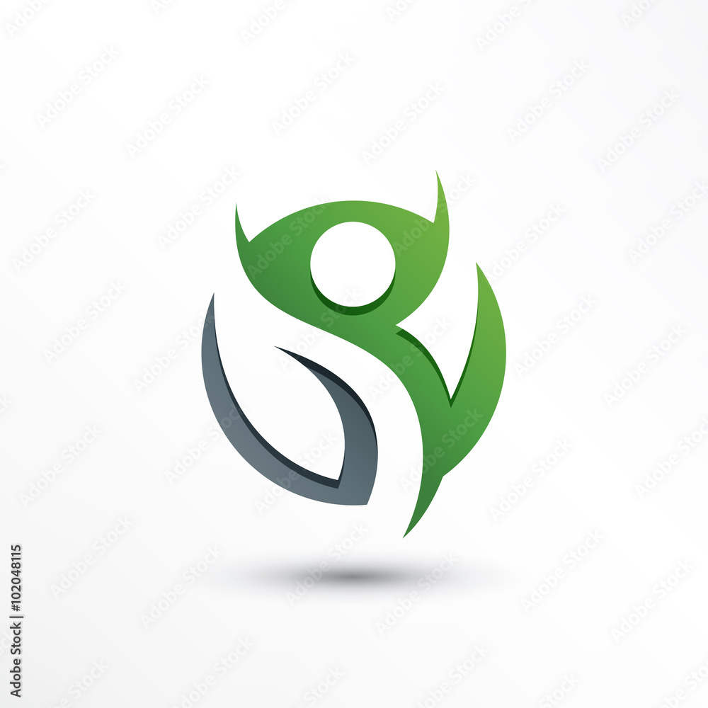 Obraz premium Abstract Rounded People and Leaf Logo