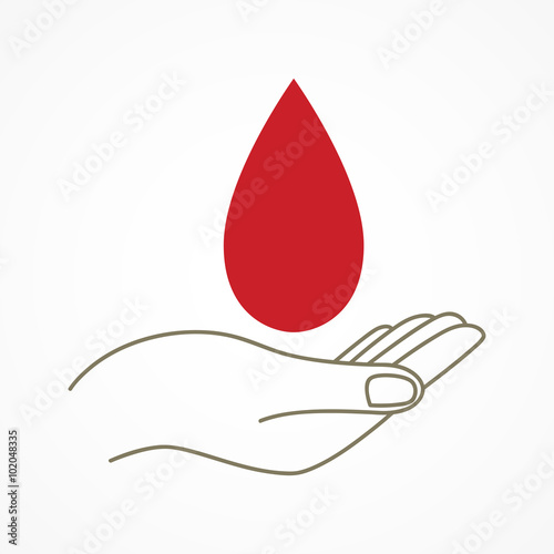 Hand with blood drop symbol