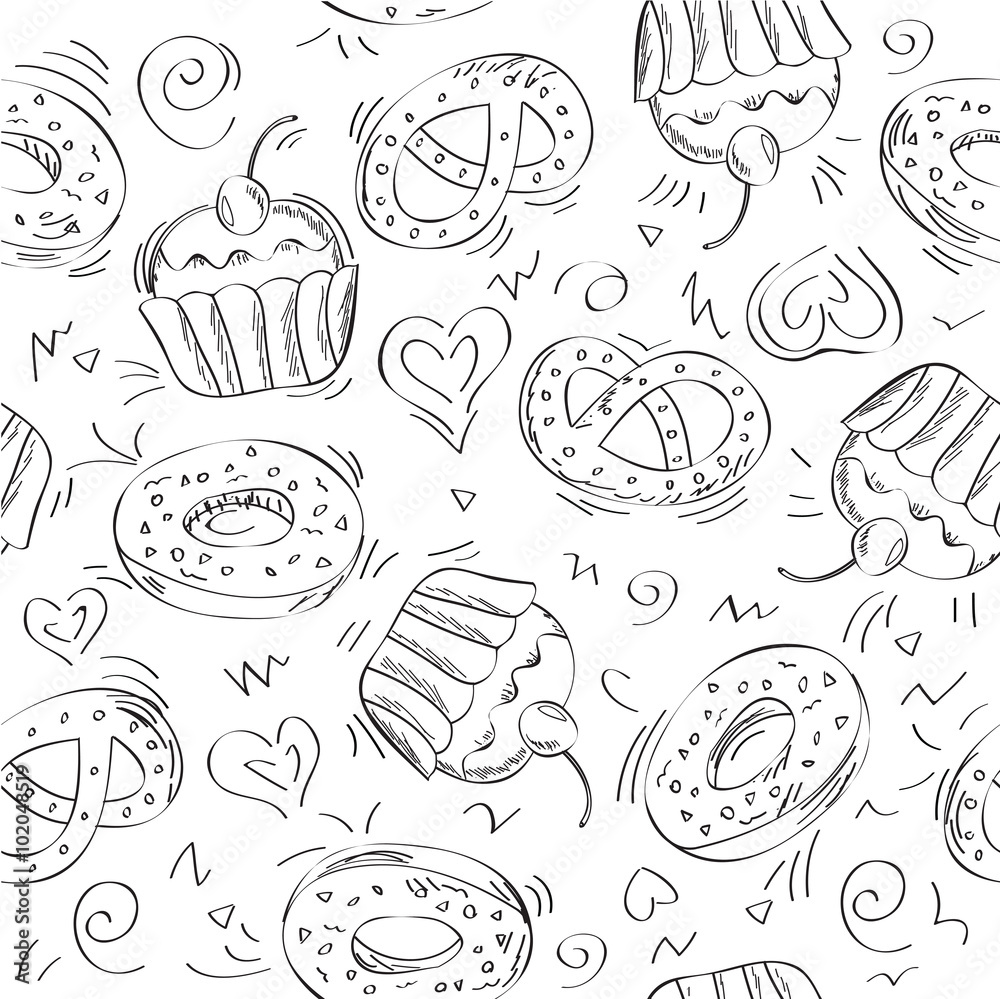 Seamless vector pattern cakes Seamless vector pattern cakes