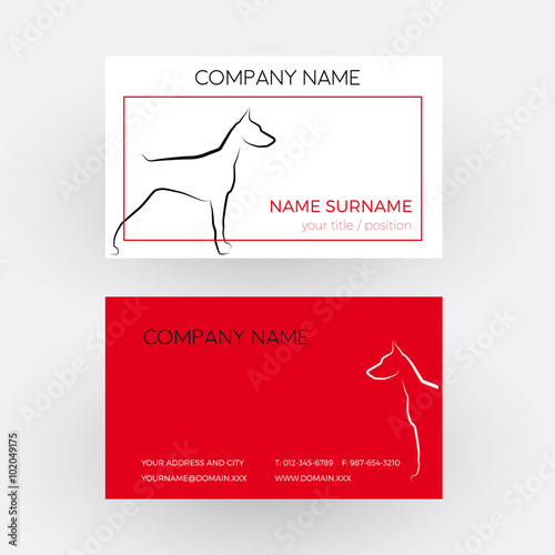 Vector Abstract dog, doberman. Business card