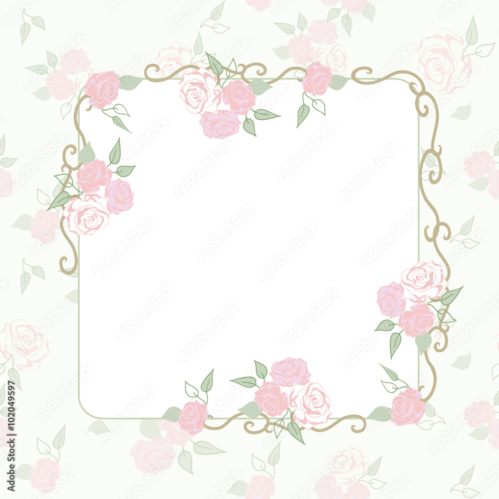 vintage floral frame with roses 