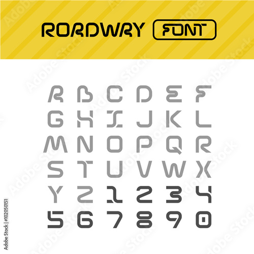 Roadway font. Drive way path style letters set.