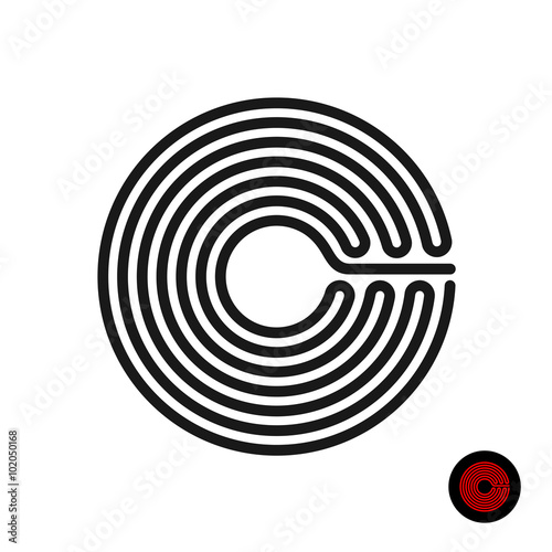 Induction hob stove ring spiral silhouette. Heat burner wire mat