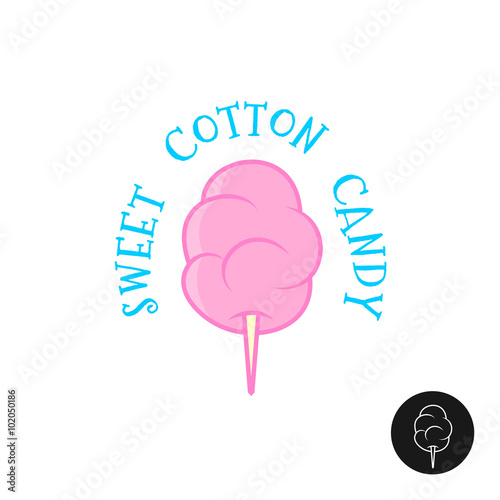 Sweet cotton candy vector illustration. Simple cartoon linear st