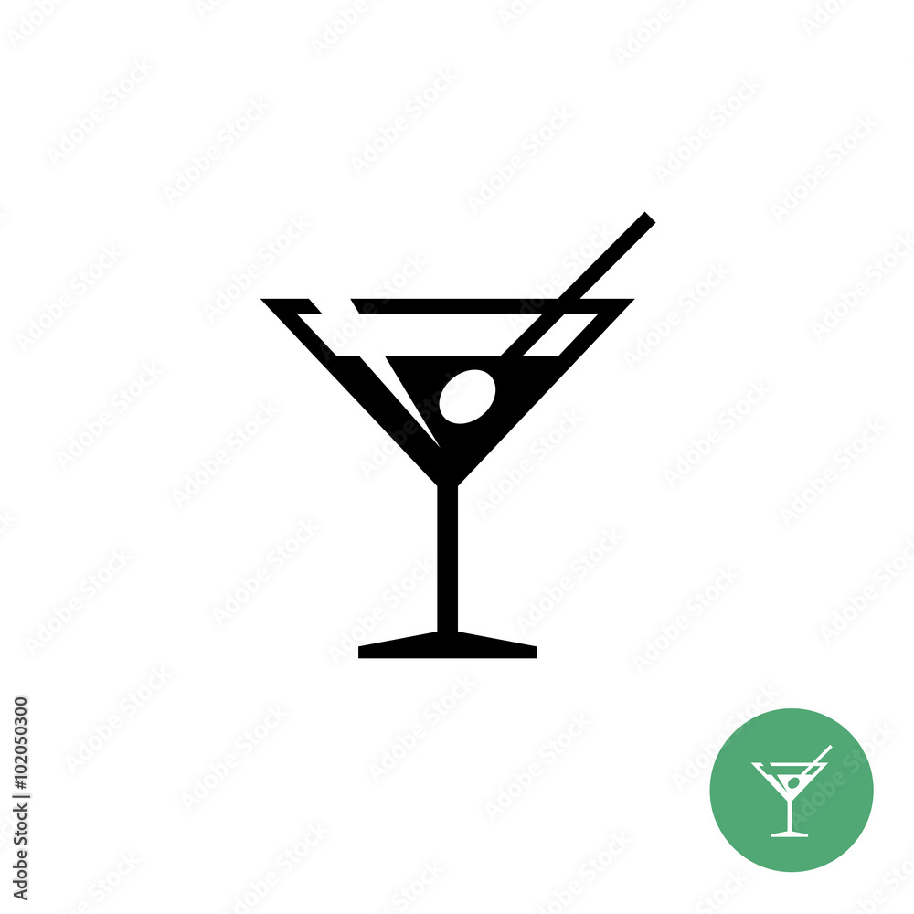 Triangle martini cocktail glass black simple icon Triangle martini cocktail glass black simple icon