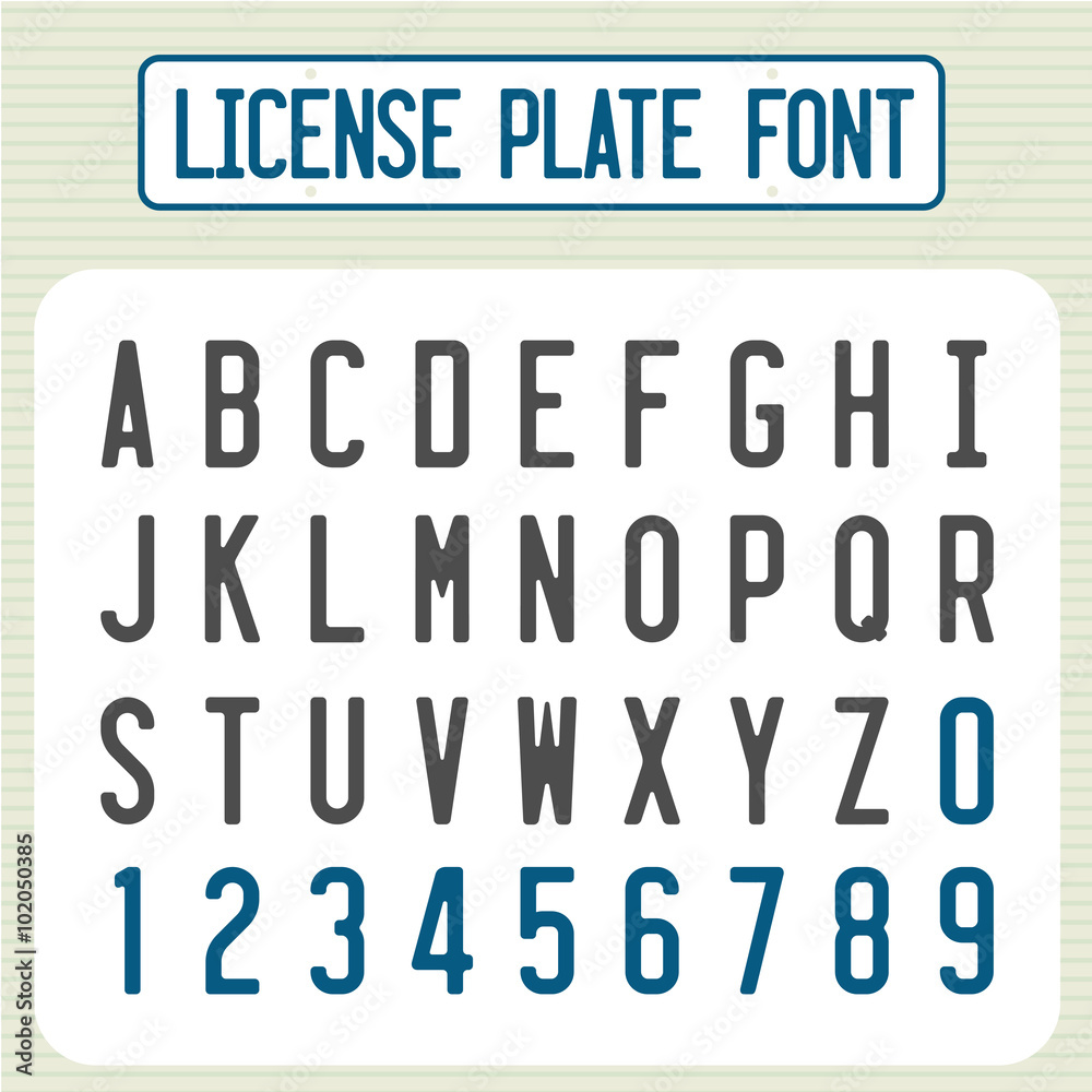 License plate font. Car identification number style letters set. Stock  Vector | Adobe Stock