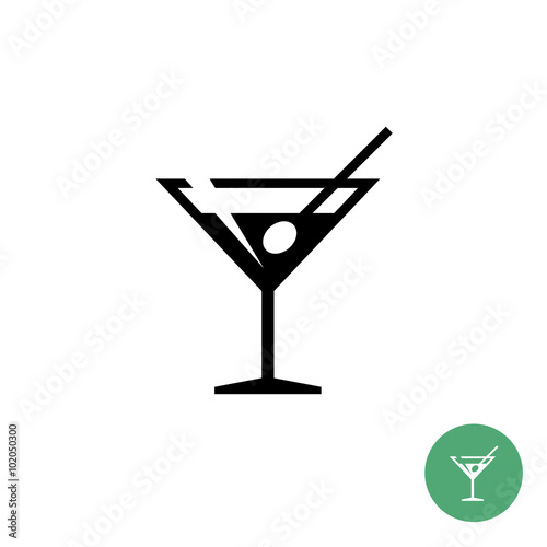 Triangle martini cocktail glass black simple icon