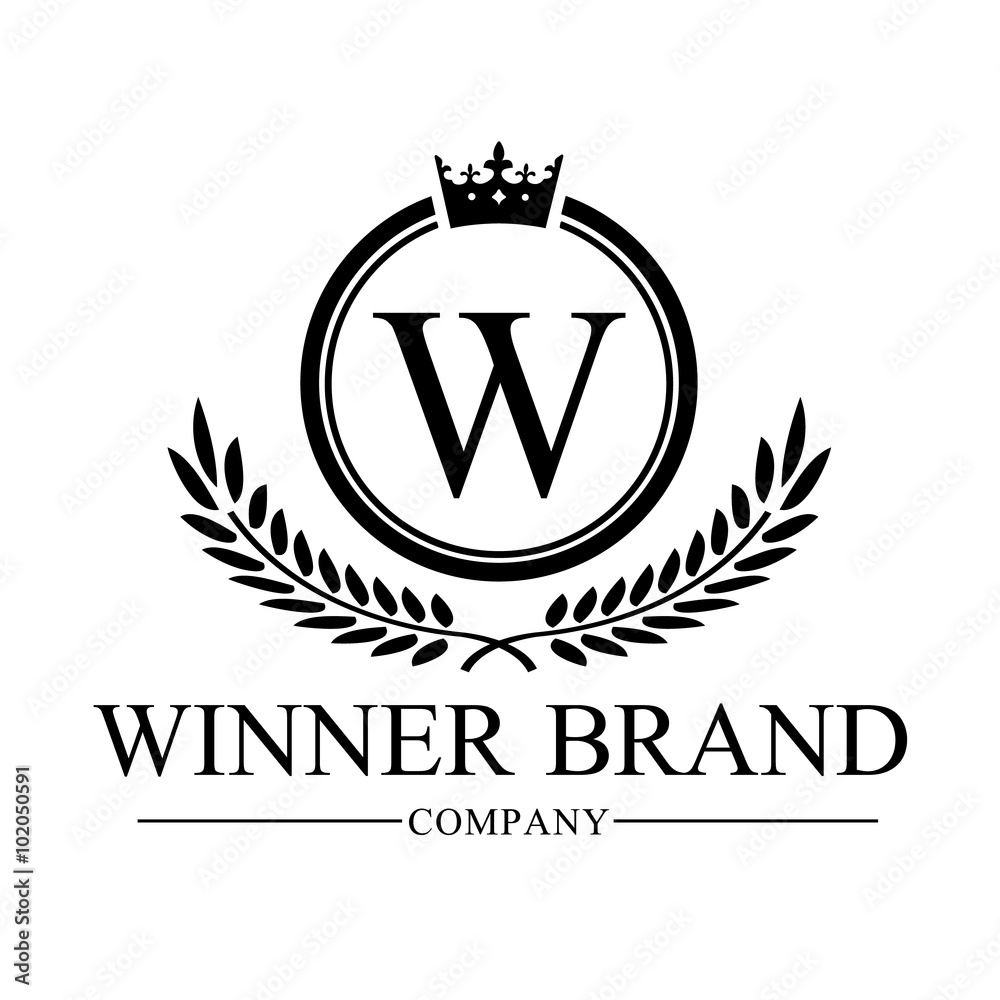 Winner Brand, W letter logo,crest logo,luxury brand identity,vector logo  template Stock Vector
