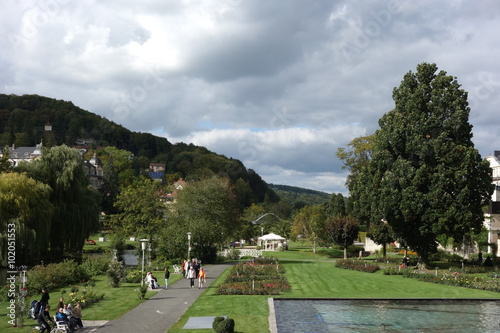Stadtansicht und Kurpark Bad Kissingen, Unterfranken, Bayern, Deutschland