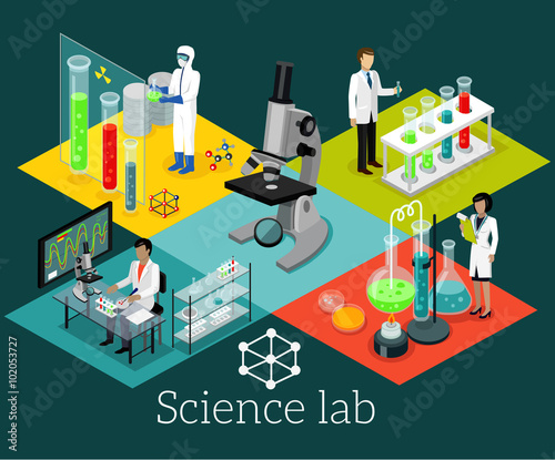 Science Lab Isomatric Design Flat