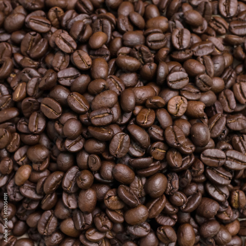 Roasted coffee beans. Close-up of coffee beans for background.