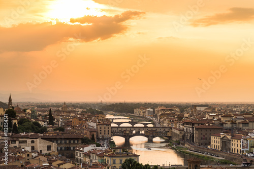 Sunset view of bridge Ponte Vecchio. Florence, Italy © 2nix