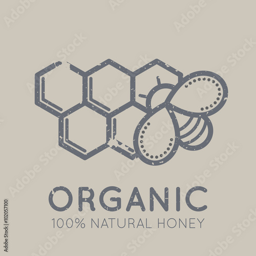 Nutrition emblem with honey bee