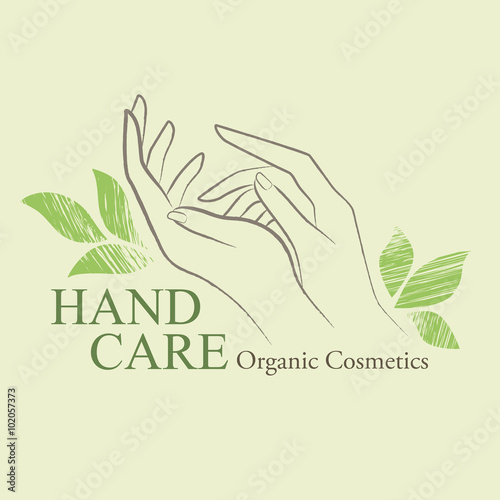 Organic Cosmetics Design elements with contoured woman's hand