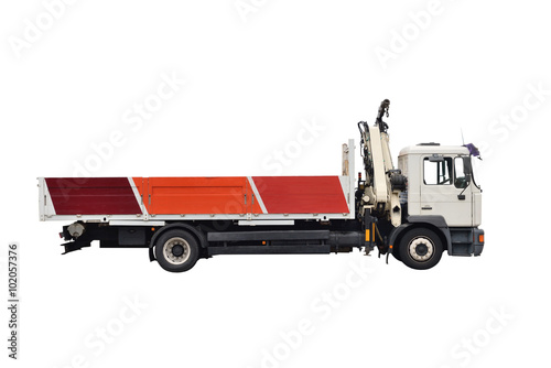 truck with crane isolated on white background