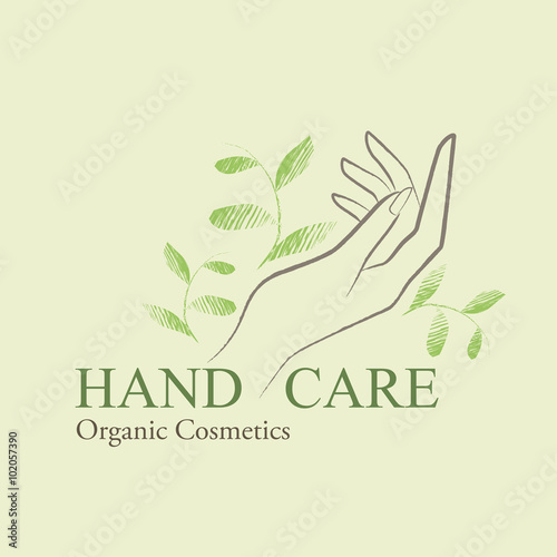 Organic Cosmetics Design elements with contoured womans hand