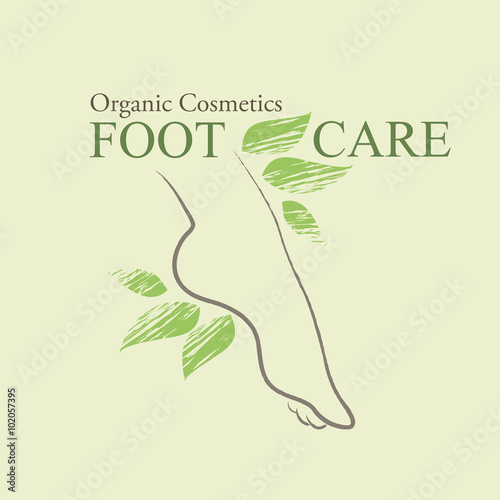 Organic Cosmetics Design elements with contoured womans foot