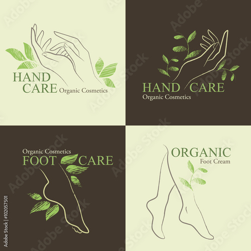 Organic Cosmetics Design elements with contoured womans feet