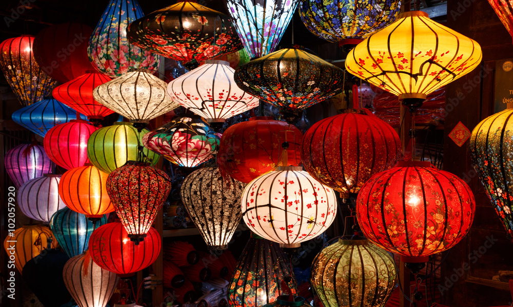 14 january 2016, Hoi An, Vietnam. Paper lanterns on the streets of Hoi An