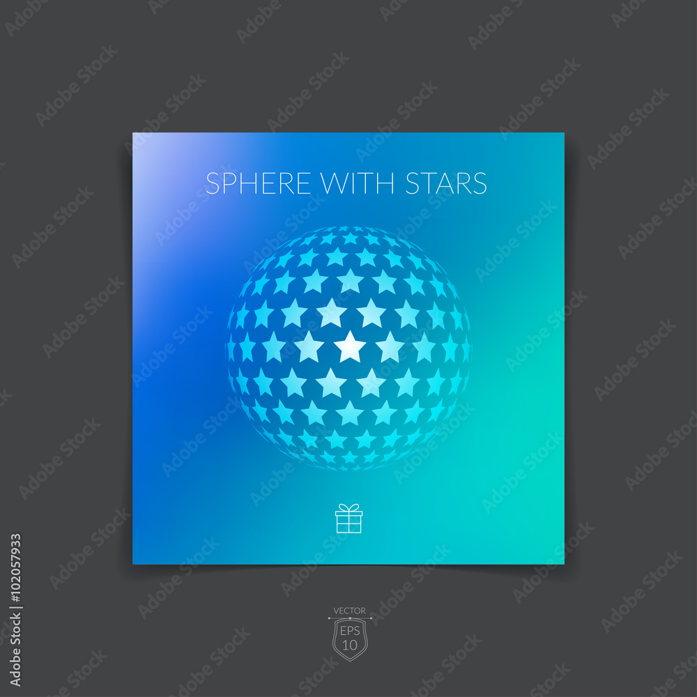 Brochure, flyer with 3D sphere of geometric stars shapes. Vector Brochure, flyer with 3D sphere of geometric stars shapes. Vector