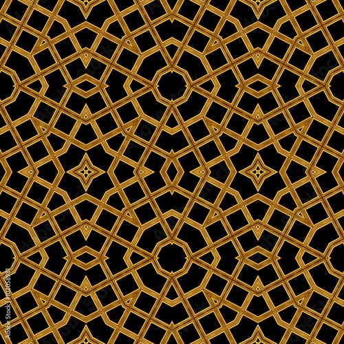 Seamless golden arabic railing pattern in mosque