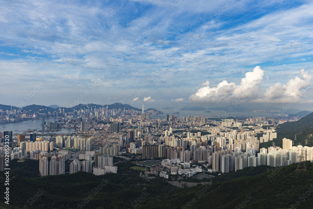 Fei ngo shan (Kowloon Peak) Hong Kong cityscape skyline. Fei ngo shan (Kowloon Peak) Hong Kong cityscape skyline.