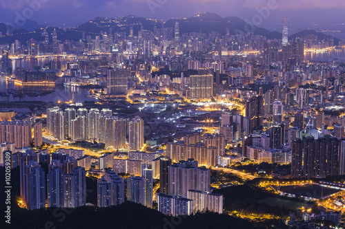 Fei ngo shan  Kowloon Peak  Hong Kong cityscape skyline.
