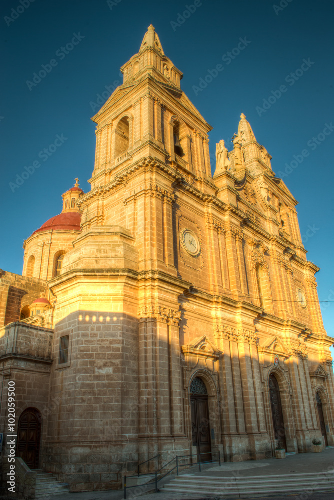 Corner facade of Parish Church of Mellieha