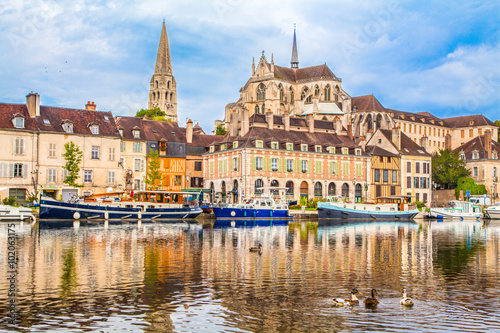 Historic town of Auxerre with Yonne river, Burgundy, France photo