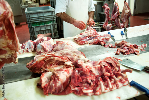 Butcher working in a butchery