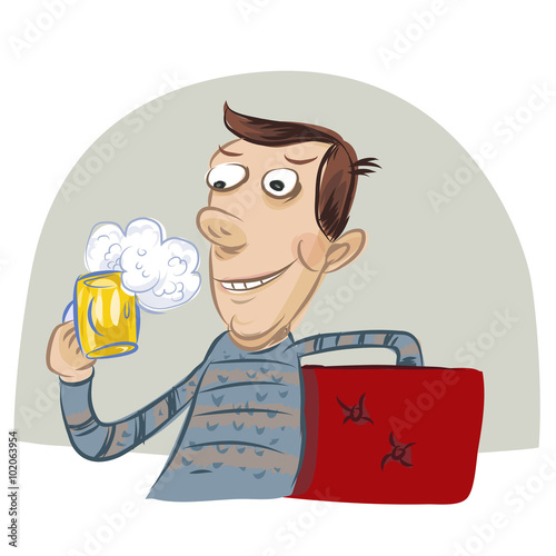 happy man holding a glass of beer