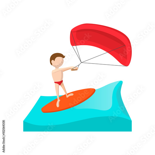 Kitesurfing cartoon icon