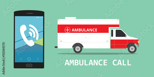 ambulance emergency call vehicle illustration vector concept