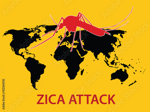 zica virus attack concept world map globe vector photo