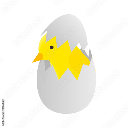 Yellow newborn chicken hatched from an egg icon