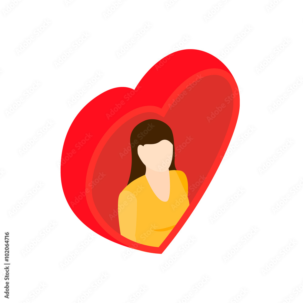 Women in heart isometric 3d icon Women in heart isometric 3d icon