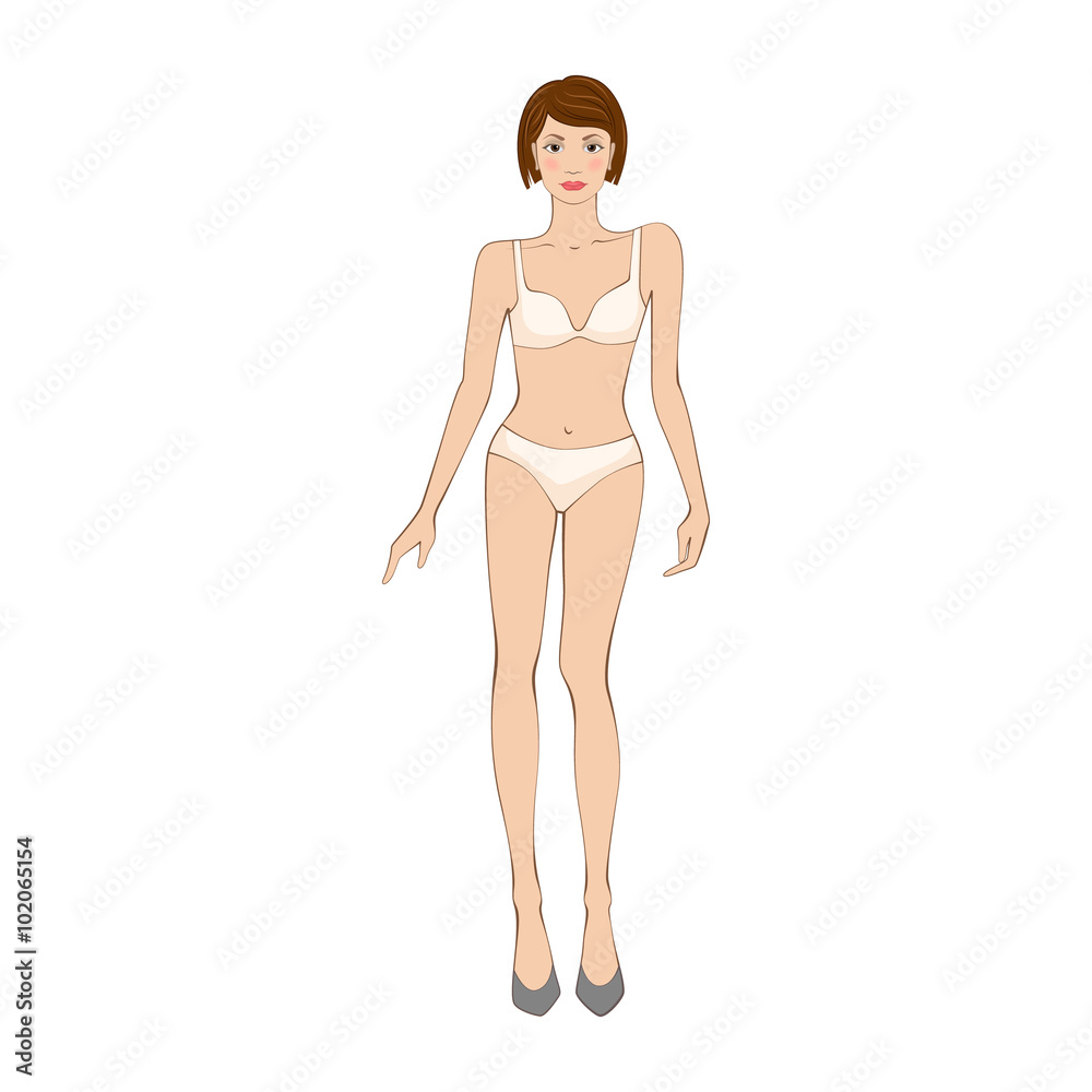Woman in underwear flat icon 
