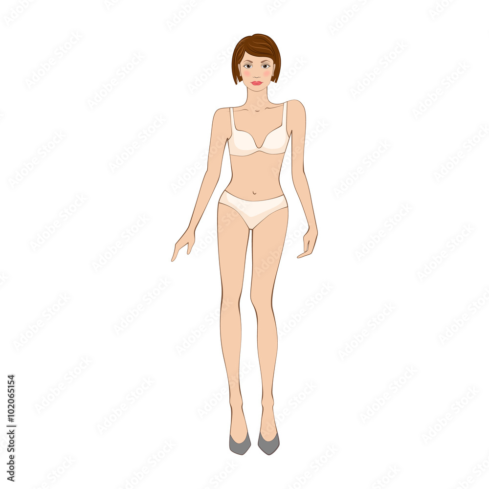 Fototapeta premium Woman in underwear flat icon 