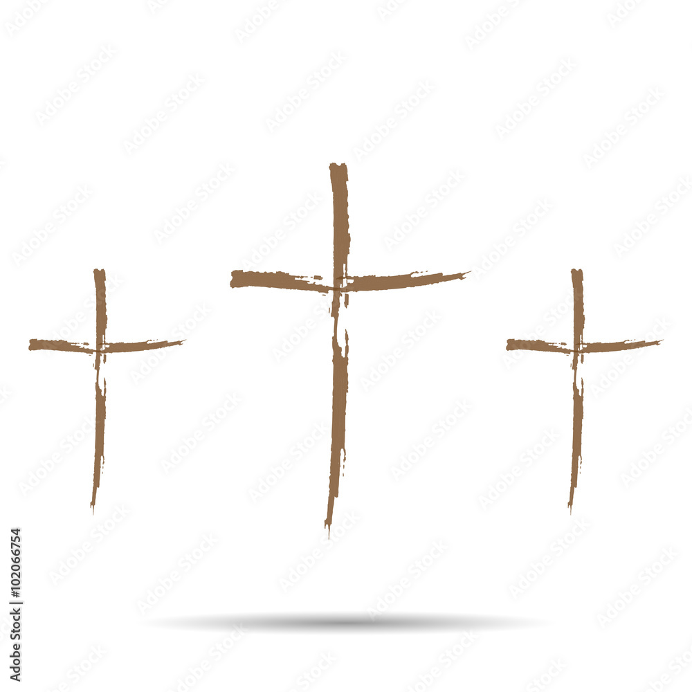 Three brown cross with shadow