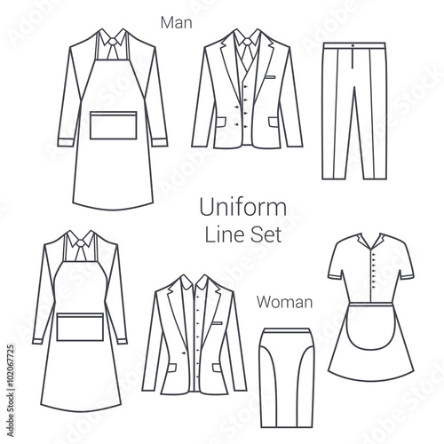Office worker in uniform. Restaurant and hotel worker. Maid and garson clothes.