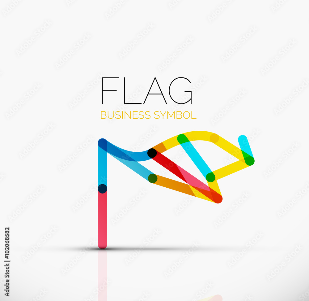 Fototapeta premium Logo flag, abstract linear geometric business icon