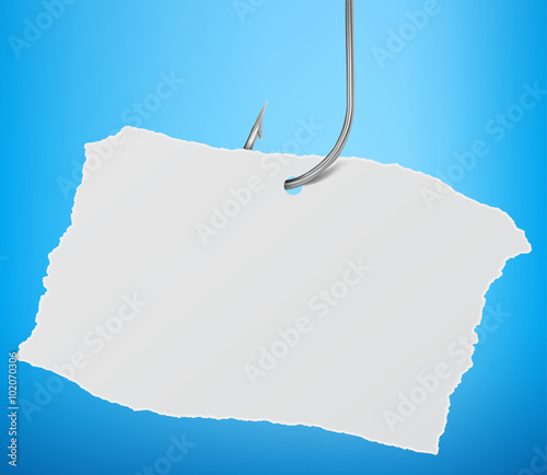 paper note at the fishing hook