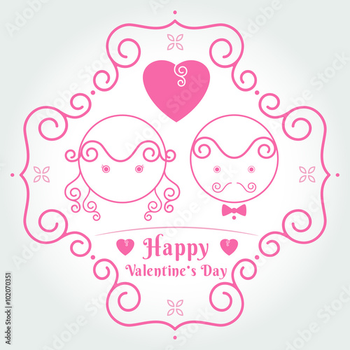 Doodle lovers: a man and a woman in event Valentine'S Day