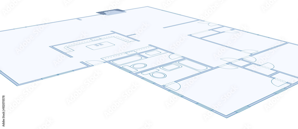 Blueprint Drawing of a Simple Residential Home Blueprint Drawing of a Simple Residential Home