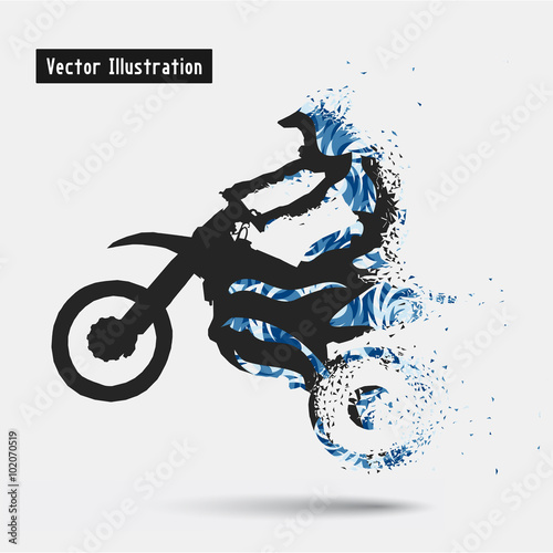 Motorcycle Riders. Vector eps10 illusration. Particle divergent composition
