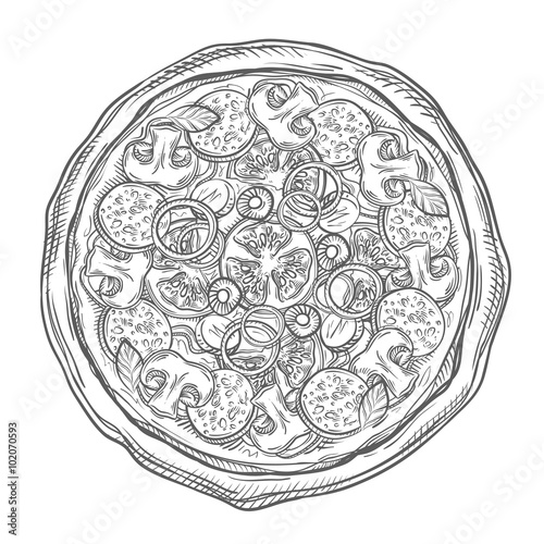 pizza sketch. vector illustration
