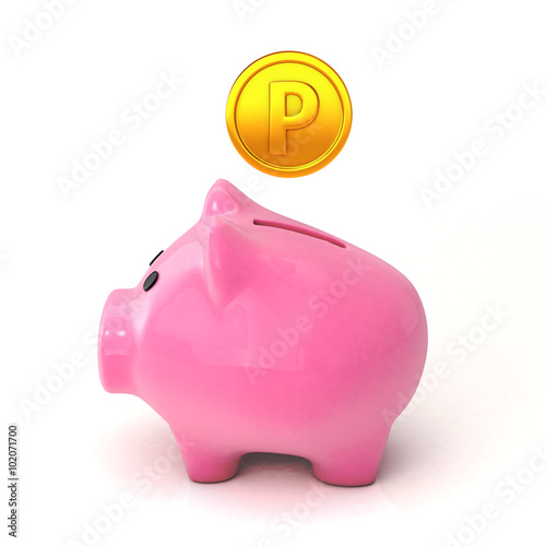 Loyalty program concept. piggy bank and points coin